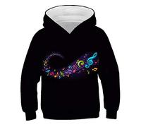 COAOBO 3D Bambini Felpa con Cappuccio,Music Note Felpe per Bambini Ragazzi Ragazze Felpe con Cappuccio 4-14 Anni Felpe per Bambini Autunno E Inverno Vestiti per Ragazza per Bambini-110Cm