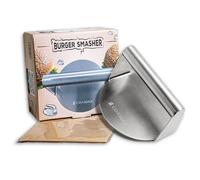 COARJAP Smash Burger Press - Acciaio Inox 304 - Smasher Burger Monopezzo - Include 60 Fogli antiaderenti e codice QR con Test Alimentare - Lavabile in lavastoviglie - per casa o Cucina Professionale