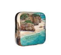 Coast of Dreams - Borsa compatta per assorbenti da donna, con bandiera americana, portatile ed elegante, con cerniera per il trasporto quotidiano