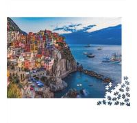 Coastal Cliff Town Puzzle da 1000 Pezzi Recyclable Paper Cinque Terre Anziano Puzzles Accessori per Giochi di Festa Great Gift Idea for Women And Men Both 70x50cm/1000pcs