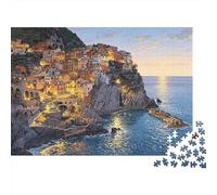 Coastal Cliffs Jigsaw Jigsaw Puzzle 1000 Pezzis Riciclabile Cinque Terre Senior Jigsaw Puzzles Educativo Game Decompressione Ideal for Family And Friends Birthdays 52x38cm/1000pcs