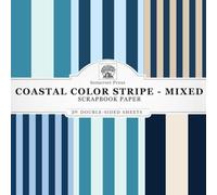 Coastal Color Stripe Scrapbook Paper - Mixed: 30 Double-Sided Sheets for Scrapbooking, Junk Journals, Card Making, Decoupage, Origami, Paper Crafts, DIY Projects and Mixed Media