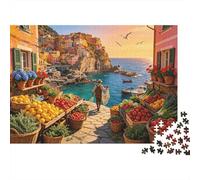 Coastal Fruit Market Puzzle 1000 Pezzi Riciclato Cinque Terre Puzzles for Ragazzi e Ragazze Parent Child Game Accessori Developing Ragazzi e Ragazzedi Intelligenza Educativo 38x26cm/1000pezzi