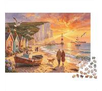 Coastal Harbor 1000 Pezzi Puzzle Riciclato Carta White Cliffs of Dover Puzzles for Anziani Divertente And Stimolante Gioco Familiare Auguri di Vacanza 38x26cm/1000pcs