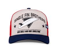 COASTAL HFT Single Fin Brothers Bianco Alto Fitted Trucker Mesh Bascap Kappe Cap