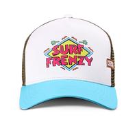 Coastal HFT Trucker Cappellino Surf Frenzy White/Turchese - High Fitted Mesh Baseball Cappy - Surfer Print - Unisex Surfing Sports Basecap Berretto per il tempo libero + Stuff & Style Cap-Saver