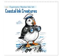 Coastal Ink Creatures - Expressive Marine Ink Art (Wall Calendar 2027 12 × 12 In