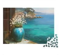 Coastal Landscape Painting 1000 Pezzi Puzzle Creativo Intrattenimento Creativo Coastal Cave with Blue Water Jigsaw Sfide Divertenti Per Regali 70x50cm/1000pcs