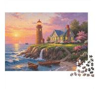 Coastal Lighthouse Puzzles 1000 Piece Materiale riciclabile Ocean Sunset Puzzle for Adulti Great Regalo Idea Divertente Family Gaming Time Activity 52x38cm/1000pcs