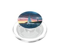 Coastal Lighthouse Sailboat Ocean Sunset Scenic Artwork PopSockets PopGrip per MagSafe