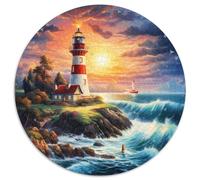 Coastal Lighthouses 1000 Pieces Round Puzzle Jigsaw Ladies Birthday Gift Intellectual Puzzle Per La Decorazione Delle Pareti