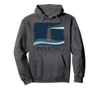 Coastal Living Lighthouse, Stampa Artistica, Decorazione Nautica Felpa con Cappuccio, Unisex per Adulti, Grigio Scuro, XL