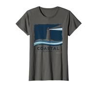 Coastal Living Lighthouse, Stampa Artistica, Decorazione Nautica Maglietta, Donna, Asfalto, XL