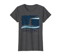 Coastal Living Lighthouse, Stampa Artistica, Decorazione Nautica Maglietta, Donna, Grigio Scuro, XL