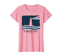 Coastal Living Lighthouse, Stampa Artistica, Decorazione Nautica Maglietta, Donna, Rosa, XL