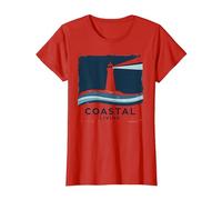 Coastal Living Lighthouse, Stampa Artistica, Decorazione Nautica Maglietta, Donna, Rosso, 3XL