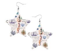Coastal Nautical Sea Horses Coral Compass Orecchini Moda Pendenti Leggera Orecchini In Pelle Per Donne Feste