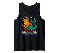 Coastal Paws And Claws - Simpatico Gatto Sirena da Spiaggia Canotta