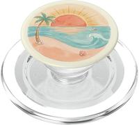 Coastal Sunset Beach Ocean Wave Palm Tree Graphic PopSockets PopGrip per MagSafe