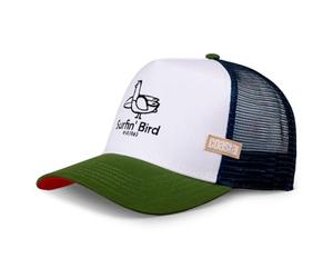 Coastal Surfin' Bird Bianco Verde Oliva Berretto da Camionista Regolabile