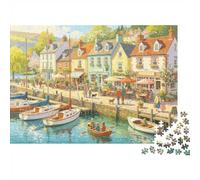 Coastal Town 1000 Pezzi Puzzle Recyclable Paper Harbour Scene Senior Puzzles Party Game Props Great Regalo Idea for Donne And Uomini Both 38x26cm/1000pcs