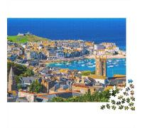 Coastal Town Scenery Puzzle Da 1000 Pezzi Beach Town Art in Cartone Per Bambini 12+ Adolescenti Passare Il Tempo Educativo Regalo Interlocking Con Poster 52x38cm/1000pcs