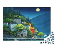 Coastal Village Puzzles for Anziani 1000 Pezzi Riciclabile Moonlit Puzzles Puzzle Game Accessori Impossible Hard Difficult Challenging Activity 70x50cm/1000pezzi