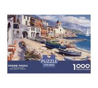 Coastal Village Scene Non Fading Material Fun Relaxing Activity, Reducing Anxiety And Enjoying Calm Time 38x26cm/1000pcs