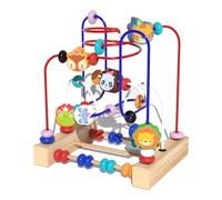 Coaster di perline di legno: giocattolo da gioco a labirinto vibrante, Attività classica della pista di filo Abacus | Puzzle di coordinazione mano - con una costruzione durevole per educ