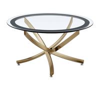 Coaster Home Furnishings Brooke - Tavolino rotondo con piano in vetro, base in metallo e ottone