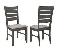 Coaster Home Furnishings - Dalila - Sedie da pranzo in legno - Stile di transizione, schienale a scala, sedili imbottiti in tessuto - Sala da pranzo, cucina - Set di 2 - Grigio scuro - 102722GRY