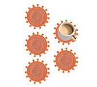 Coaster Set, 5 Pieces Woven Modern Cotton Polyester Coasters, 14cm Diameter 50g, for Coffee Table Protection, Cup, Mug, Bottle, Bowl, Living Room, Bedroom, Kitchen, Bar, Christmas, Housewarming