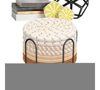 Coaster Set - 8 Pieces Absorbent Mug Mat With Holder, 4.3 Inch Cotton Rope Table Coasters For Table | Home Coffee Kitchen Dining Room Drinks, 11cm/ 4.33inches