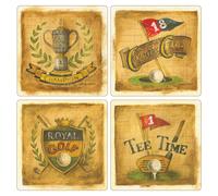 CoasterStone """"Gregory Gorham-Antique Golf Collection"""" Sottobicchieri assorbenti da 4-1/4 pollici, set da 4