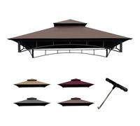 CoastShade Gazebo per barbecue a doppio livello, 8 x 5, tettuccio di ricambio, per esterni, barbecue, gazebo da tetto, marrone