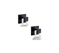 Coat Hook SUS 304 Stainless Steel Towel Robe Hooks Square Bathroom Accessories Wall Mounted Self Adhesive (No Drilling), Plating Matte Black - 2 Pack
