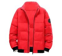 Coat Man Autumn and Winter Coat Jacket Leisure Plus Size Light Zip Pocket Cotton Padded Warm Soft Jacket Coat Solid Top Piumino Uomo Inverno, Colore: rosso, XL