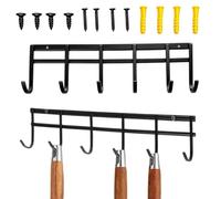 Coat Rack Wall Mount - 11.81 Inch Black Metal 6 Hook Clothes Hanger