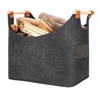 CoatCool XXL Grande Borsa in Feltro per Legna da Ardere - Cestino Portalegna da Interno Con Manici Pieghevole - Cesta Porta Legna per Interni, Camino, Vestiti 55x42x30cm