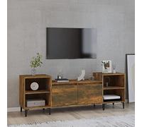 Coavain Mobile TV Rovere Fumo 160x35x55cm in Legno Multistrato - Porta TV da Terra Basso Con Mobiletto a Giorno