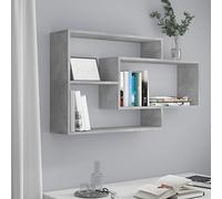 Coavain Ripiani da parete in compensato grigio cemento 104 x 20 x 58,5 cm Mensola galleggiante in legno libreria galleggiante supporto libri parete libro shelf scaffale libri parete