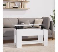Coavain Tavolini da Caffè, Tavolino da Salotto, Tavolino Basso in Legno per Soggiorno Salotto Bianco 101x49x52 cm
