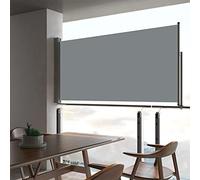 Coavain Tenda da sole laterale estensibile, grigia, allungabile, opaca, per la privacy, per esterni, per il balcone, 80 x 300 cm, tessuto e acciaio
