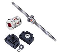 Coavoo Vite a sfera SFU1204 2100 mm, diametro 12 mm, passo filettato 4 mm, filettatura a sfera C7 con dado filettato a sfera con supporto BK10/BF10 e set di frizione 5 x 8 mm per CNC