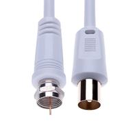 Coaxial Coassiale Antenna F Connettore Maschio Plug to RF M-Maschio Cava per Satellitare Sat Freesat Sky Virgin BT TV HDTV DVB DVD Radio/Coax Freeview - 1 m Bianco