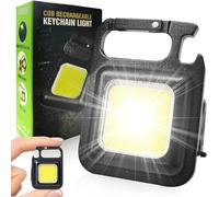 COB Keychain Torch, 800 Lumens LED Small Torchs, 4 Modes USB Rechargeable Waterproof Torchlights, Portable Flashlight with Foldable Holder and Magnetic Base (1 Pack)