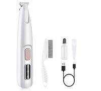 Cobalt Feline Tagliacapelli per animali domestici, con luce LED, a basso rumore, impermeabile, ricaricabile, per animali domestici (bianco)