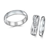 Cobalto Anello di Fidanzamento & 3&5mm per Lui Lei Matrimonio Bande