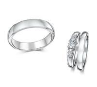 Cobalto Anello di Fidanzamento Solitario & Lui & Hers 3&5mm Matrimonio Anelli