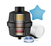 Cobbe Filtro doccia a 34 livelli con vitamina C per acqua dura, filtro anticalcare doccia con 2 cartucce filtranti per la rimozione di cloro e metalli pesanti, filtro shower nero